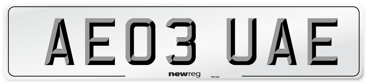 AE03 UAE Number Plate from New Reg